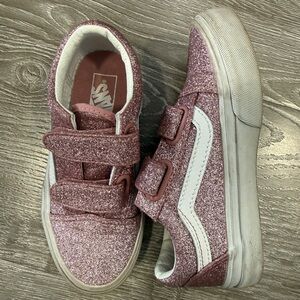 Vans Kids Pink Glitter Old Skool Velcro Sneakers